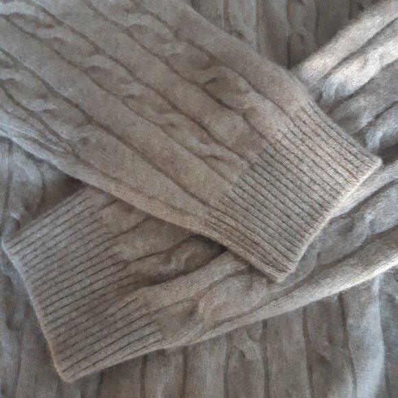 Native World SZ M Possum & Merino Wool Men's Cable Knit Tan Crewneck Sweater - Picture 4 of 14